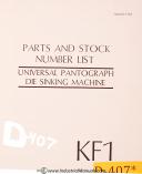 Friedrich Deckel-Deckel-Deckel KF1 Universal Pantograph Die Sinking Parts Lists Manual-KF1-KVL-KVL1-KVR-KVRU-KVT-KZP-KZS-01